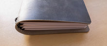 Load image into Gallery viewer, Handmade Vintage Gray Leather Travel Notebooks: A5 Trifold/Bifold, Travelers/Midori and Passport Size
