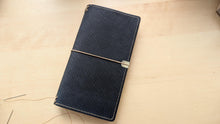 Load image into Gallery viewer, Handmade Midori/ travellers size Black Metta Catherina Leather travel notebook
