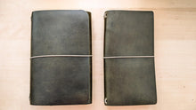 Load image into Gallery viewer, Olive Walpier Buttero Leather Travel Journal Covers, A5 Trifold, Pocket, Midori, and Passport Sizes
