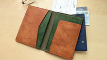 Load image into Gallery viewer, Handmade Green and Burt Orange Badalassi Carlo Italian Leather Passport and Papers Cover
