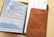Load image into Gallery viewer, Handmade Green and Burt Orange Badalassi Carlo Italian Leather Passport and Papers Cover

