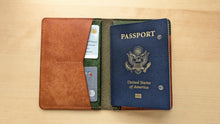 Load image into Gallery viewer, Handmade Green and Burt Orange Badalassi Carlo Italian Leather Passport and Papers Cover
