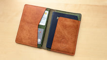 Load image into Gallery viewer, Handmade Green and Burt Orange Badalassi Carlo Italian Leather Passport and Papers Cover
