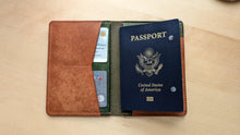Load image into Gallery viewer, Handmade Green and Burt Orange Badalassi Carlo Italian Leather Passport and Papers Cover

