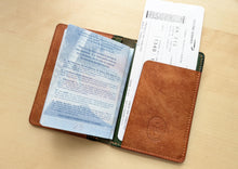Load image into Gallery viewer, Handmade Green and Burt Orange Badalassi Carlo Italian Leather Passport and Papers Cover
