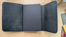 Load image into Gallery viewer, Handmade A5 Trifold/Bifold Leather Notebooks: All Black Edition in Badalassi Carlo Minerva

