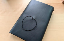 Load image into Gallery viewer, Handmade A5 Trifold/Bifold Leather Notebooks: All Black Edition in Badalassi Carlo Minerva
