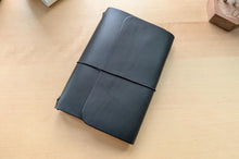 Load image into Gallery viewer, Handmade A5 Trifold/Bifold Leather Notebooks: All Black Edition in Badalassi Carlo Minerva
