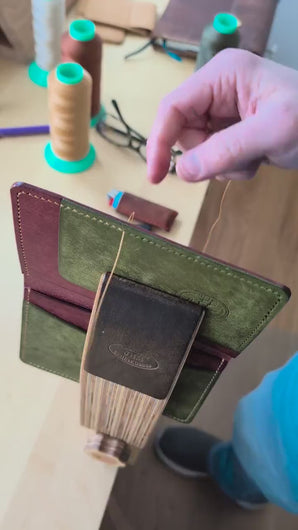 Handmade Green and Burt Orange Badalassi Carlo Italian Leather Passport and Papers Cover